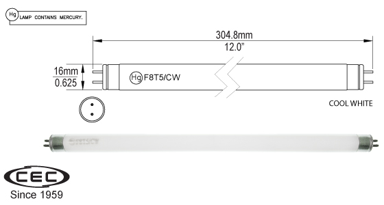 Miniature Bi-Pin Fluorescent Lamps, f8t5cw