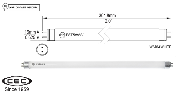 Miniature Bi-Pin Fluorescent Lamps, f8t5ww